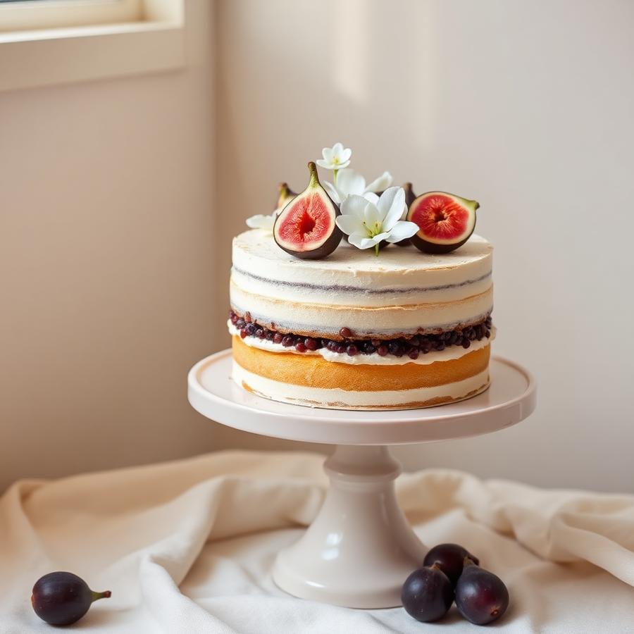 Naked cake com figos e flores
